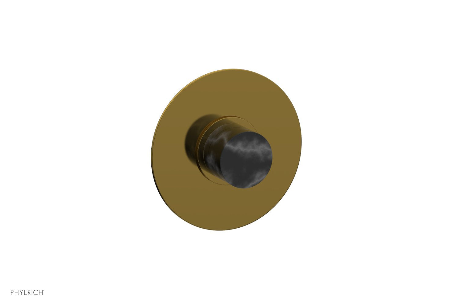 Phylrich BASIC II 1/2" Mini Thermostatic Round Shower Trim Black Marble Handle