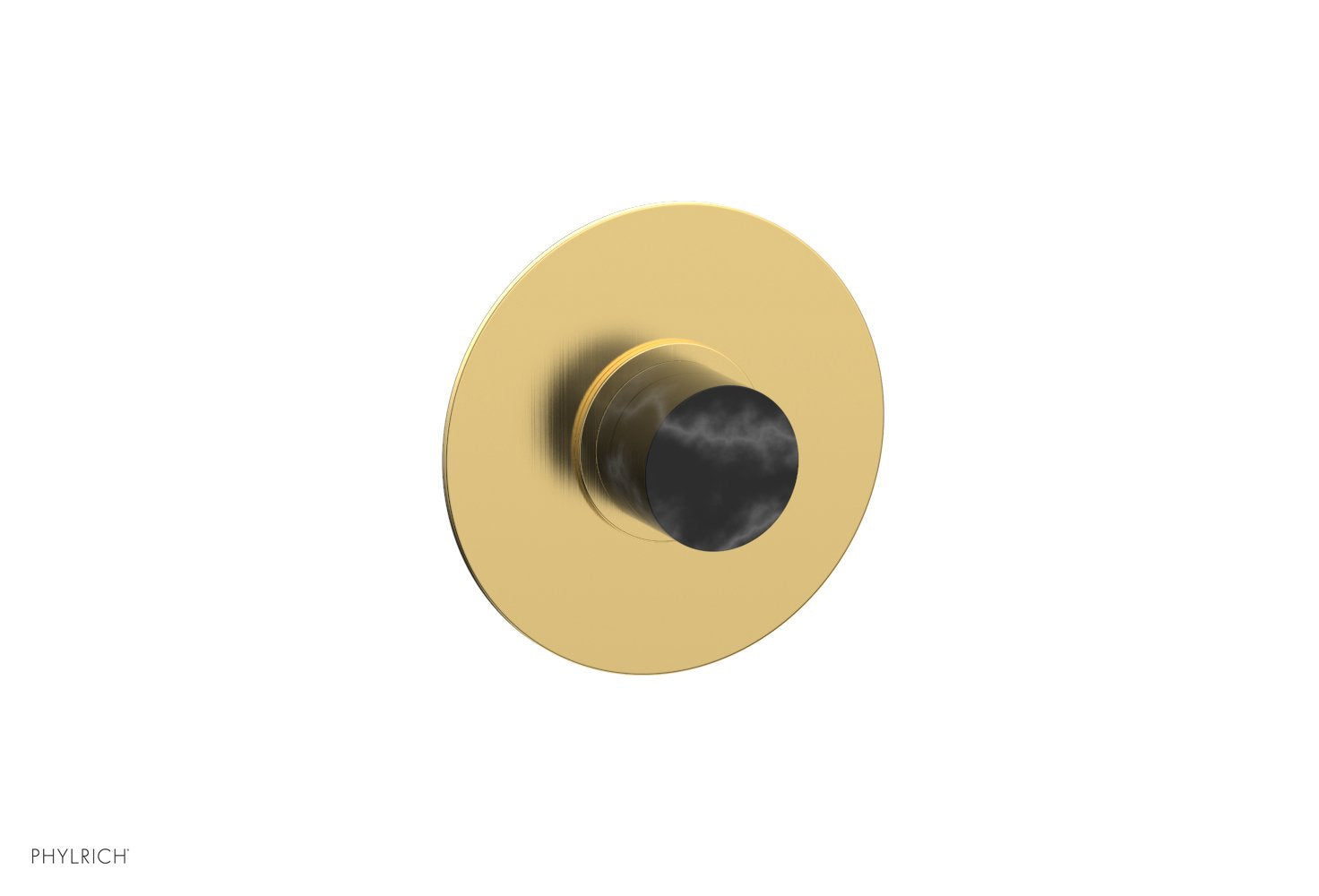 Phylrich BASIC II 1/2" Mini Thermostatic Round Shower Trim Black Marble Handle