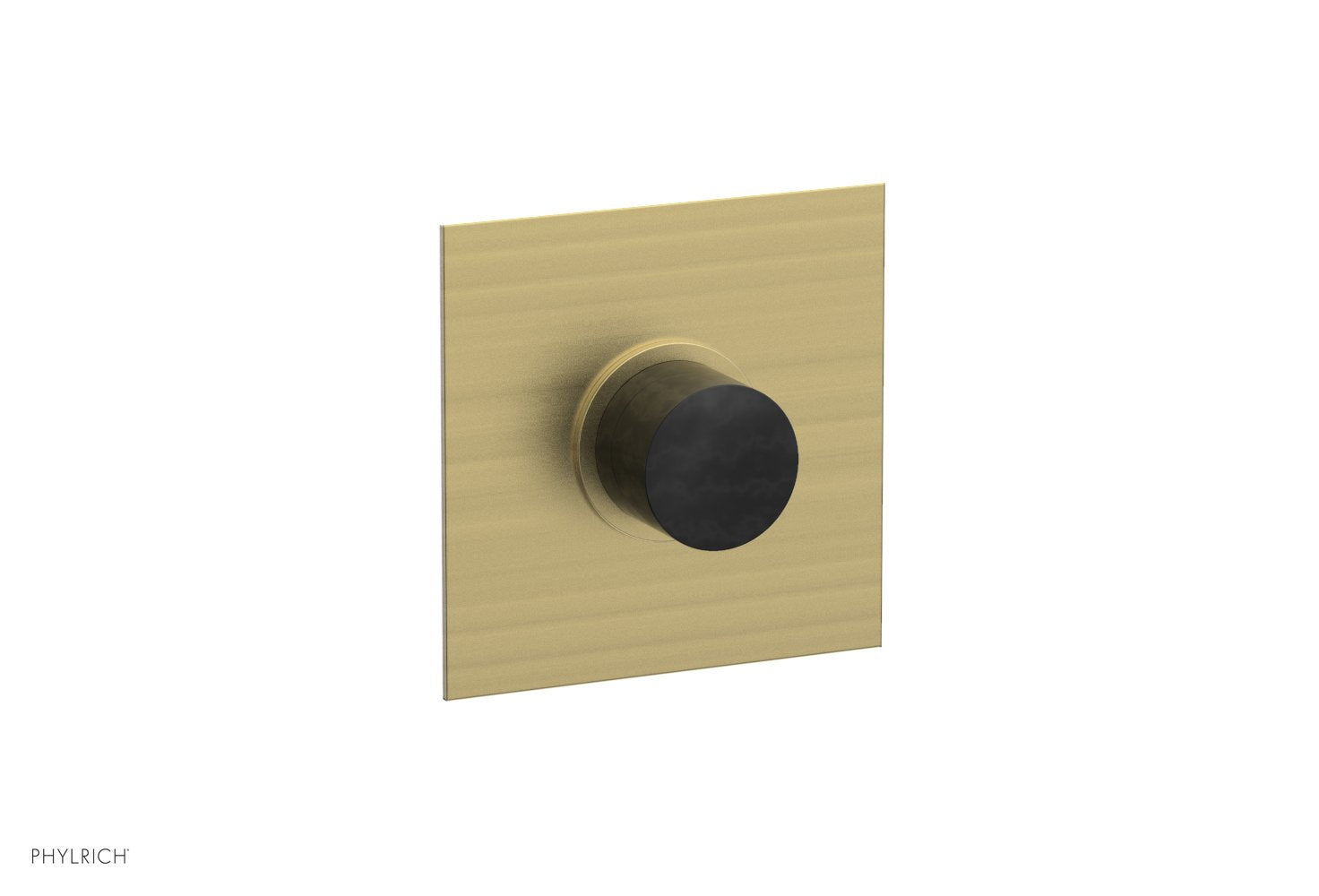 Phylrich BASIC II 1/2" Mini Thermostatic Square Shower Trim Black Marble Handle