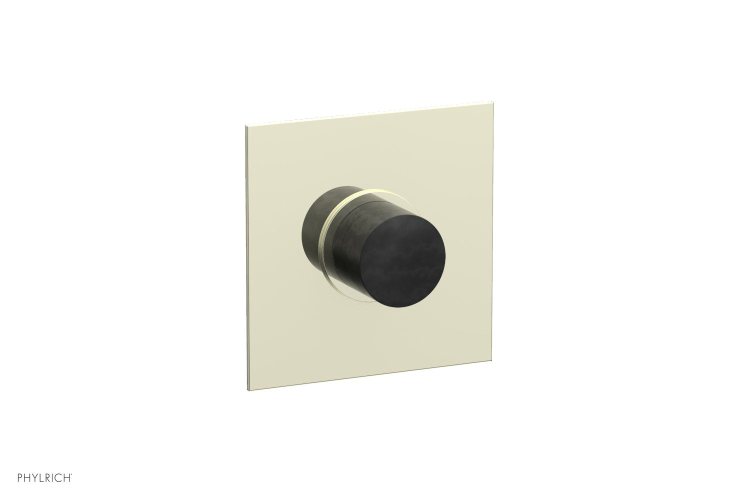 Phylrich BASIC II 1/2" Mini Thermostatic Square Shower Trim Black Marble Handle