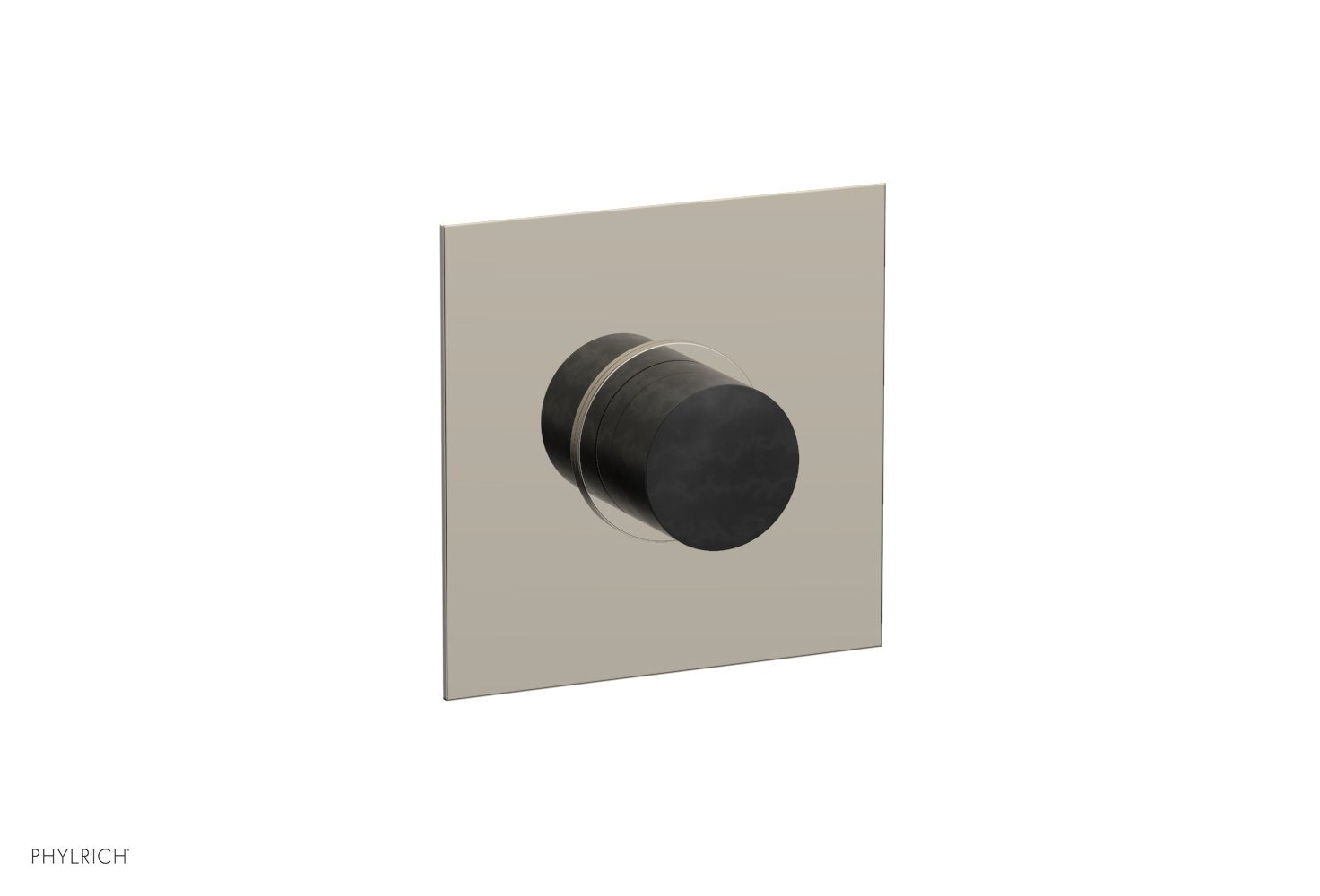 Phylrich BASIC II 1/2" Mini Thermostatic Square Shower Trim Black Marble Handle