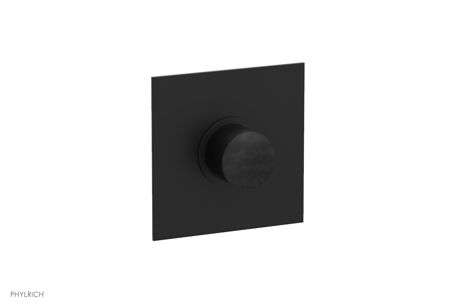 Phylrich BASIC II 1/2" Mini Thermostatic Square Shower Trim Black Marble Handle