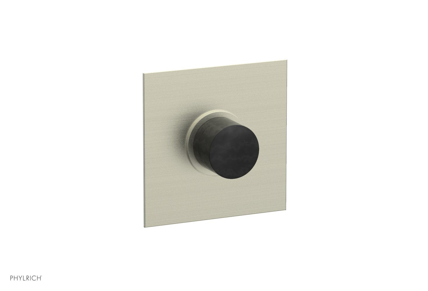 Phylrich BASIC II 1/2" Mini Thermostatic Square Shower Trim Black Marble Handle