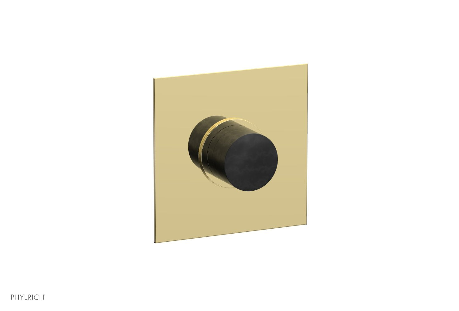 Phylrich BASIC II 1/2" Mini Thermostatic Square Shower Trim Black Marble Handle