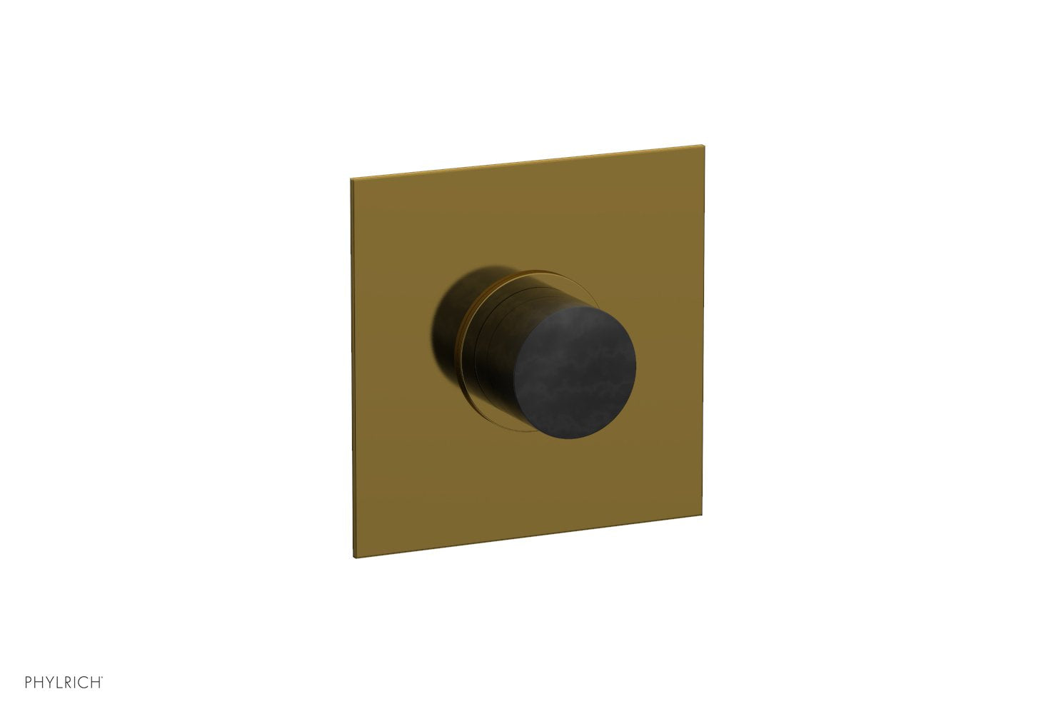 Phylrich BASIC II 1/2" Mini Thermostatic Square Shower Trim Black Marble Handle