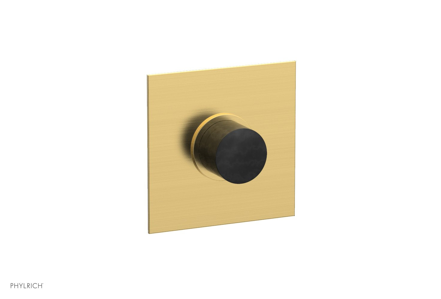 Phylrich BASIC II 1/2" Mini Thermostatic Square Shower Trim Black Marble Handle
