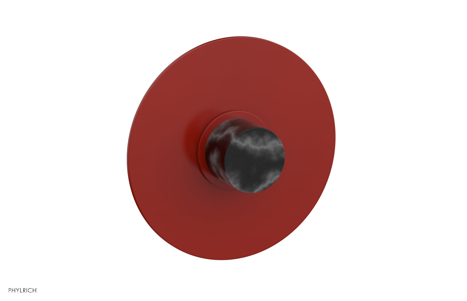 Phylrich BASIC II 3/4" Thermostatic Round Shower Trim Plate, Black Marble Handle