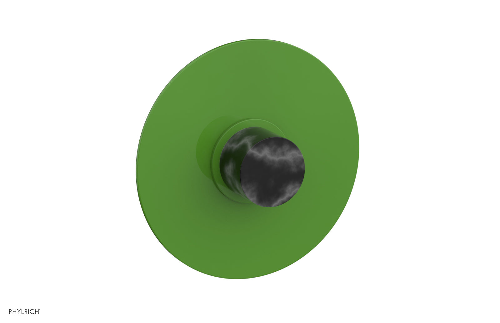 Phylrich BASIC II Pressure Balance Round Shower Plate & Handle Trim, Black Marble Handle