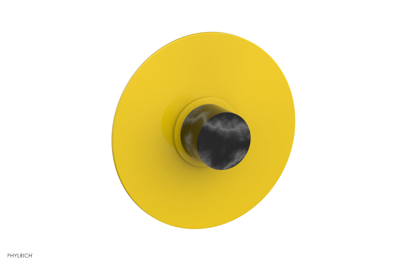 Phylrich BASIC II Pressure Balance Round Shower Plate & Handle Trim, Black Marble Handle