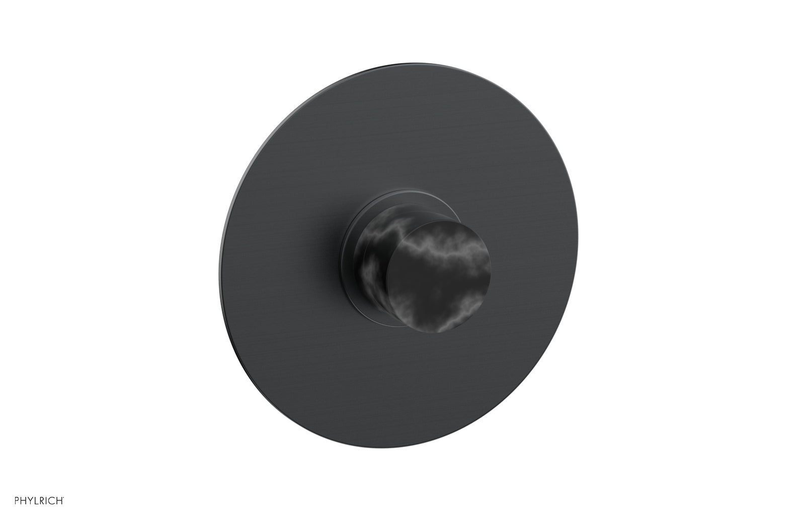 Phylrich BASIC II 1/2" Mini Thermostatic Round Shower Trim Black Marble Handle