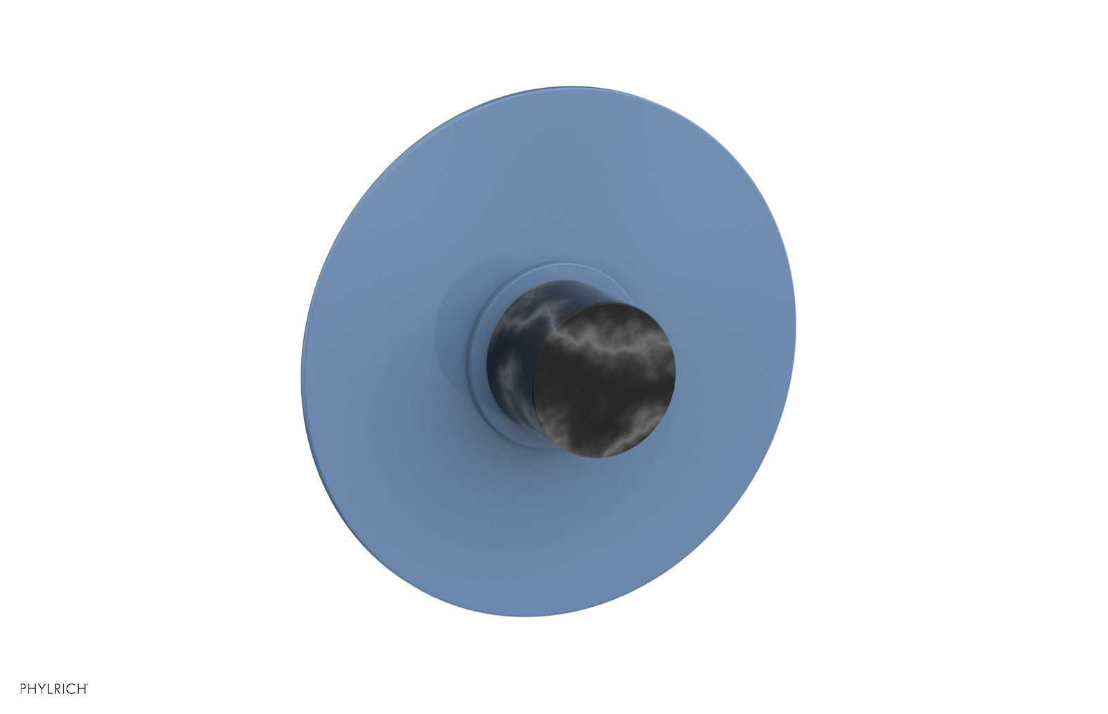Phylrich BASIC II 3/4" Thermostatic Round Shower Trim Plate, Black Marble Handle