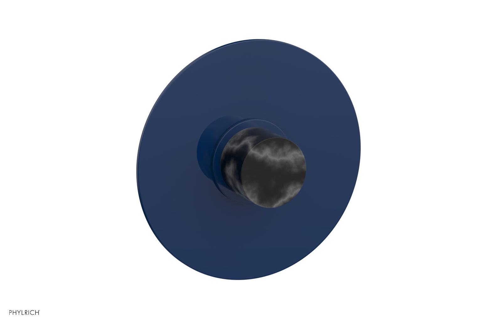 Phylrich BASIC II Pressure Balance Round Shower Plate & Handle Trim, Black Marble Handle