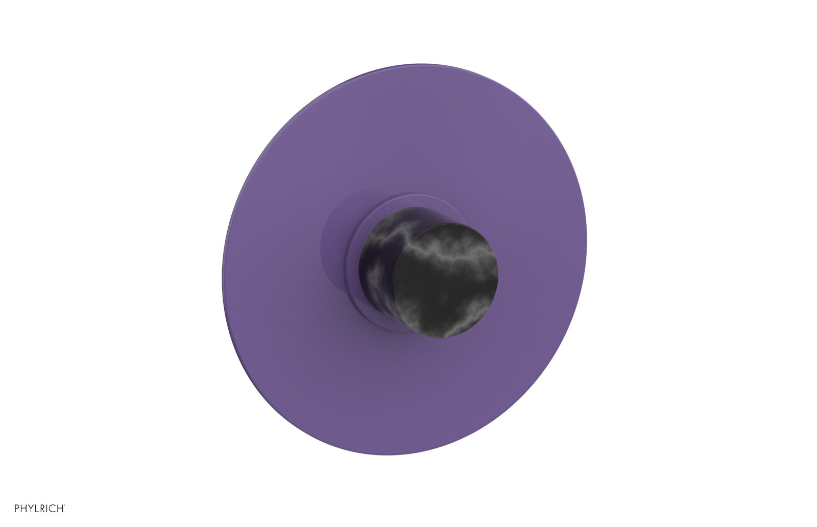 Phylrich BASIC II Pressure Balance Round Shower Plate & Handle Trim, Black Marble Handle