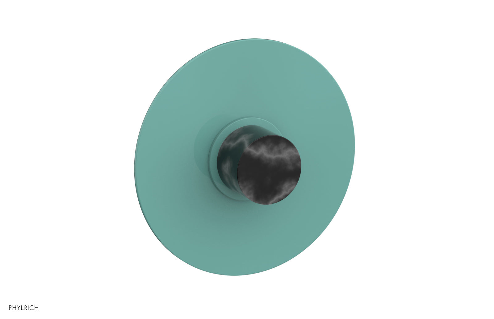 Phylrich BASIC II 3/4" Thermostatic Round Shower Trim Plate, Black Marble Handle