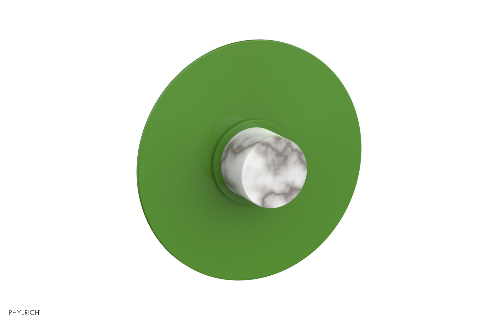 Phylrich BASIC II 3/4" Thermostatic Round Shower Trim Plate, White Marble Handle