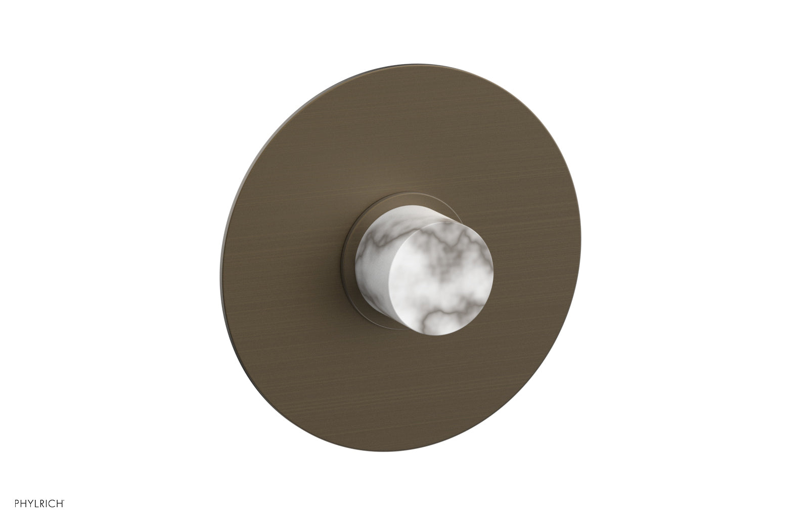 Phylrich BASIC II 3/4" Thermostatic Round Shower Trim Plate, White Marble Handle