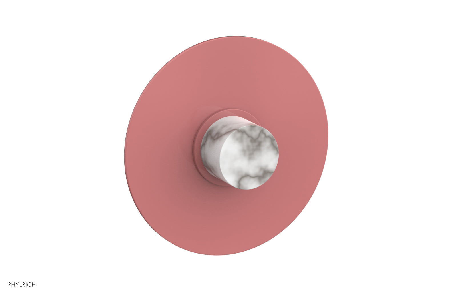 Phylrich BASIC II 3/4" Thermostatic Round Shower Trim Plate, White Marble Handle