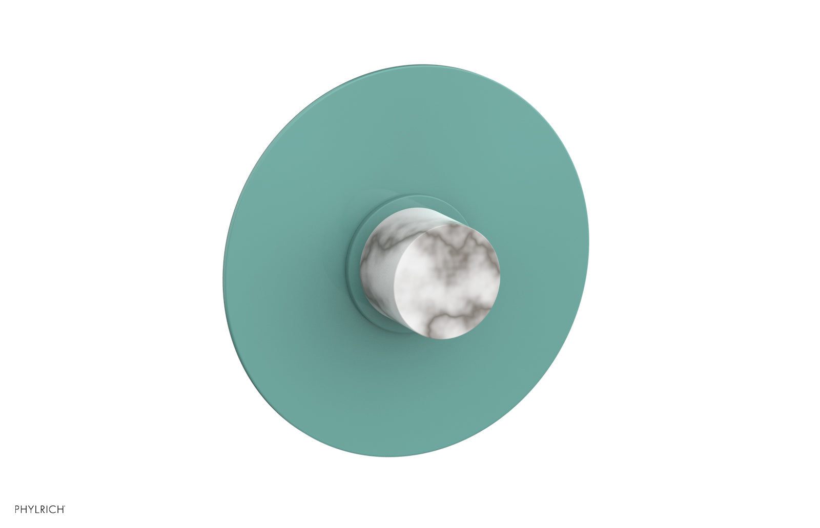 Phylrich BASIC II Pressure Balance Round Shower Plate & Handle Trim, White Marble Handle