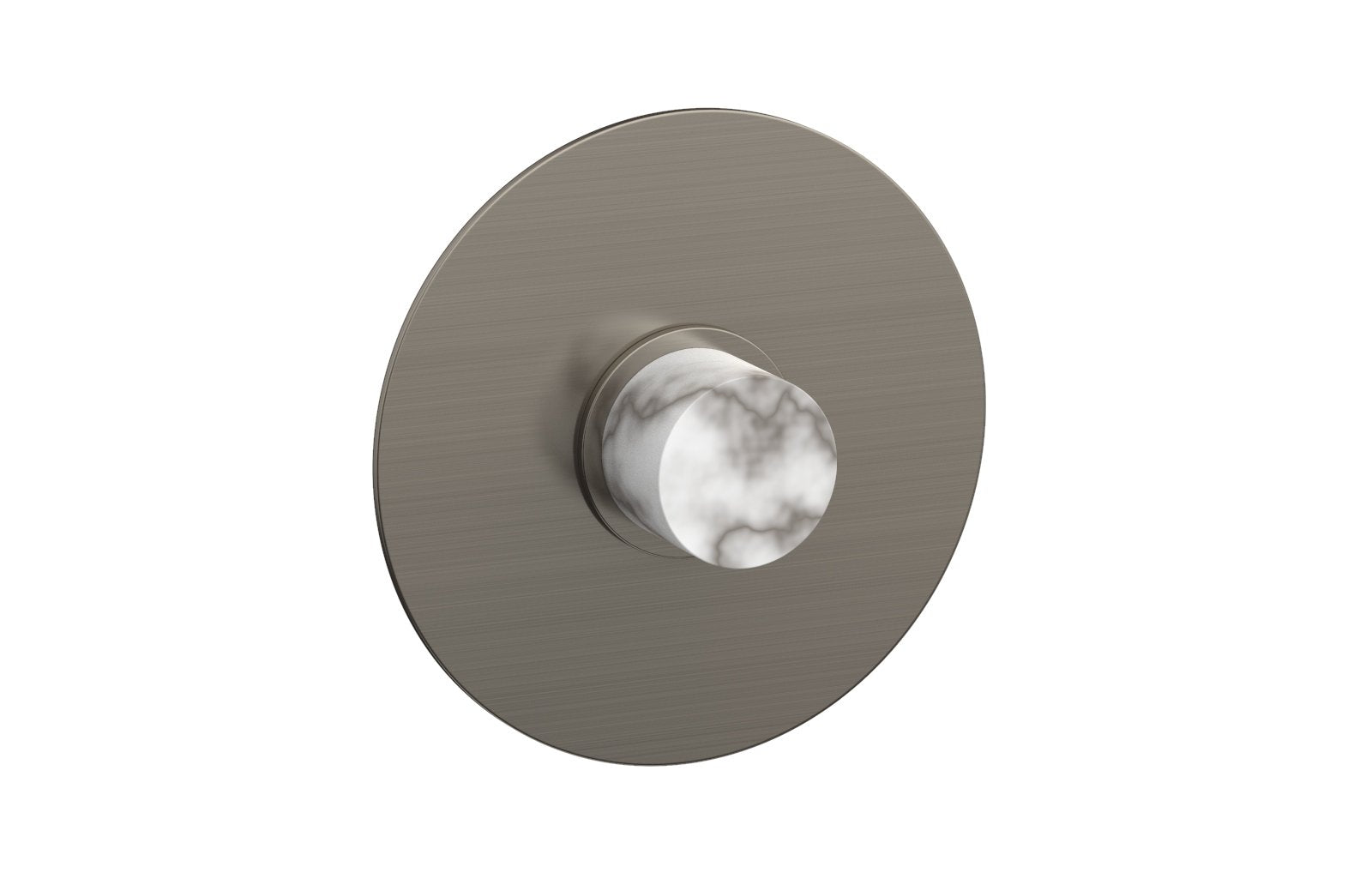 Phylrich BASIC II 3/4" Thermostatic Round Shower Trim Plate, White Marble Handle