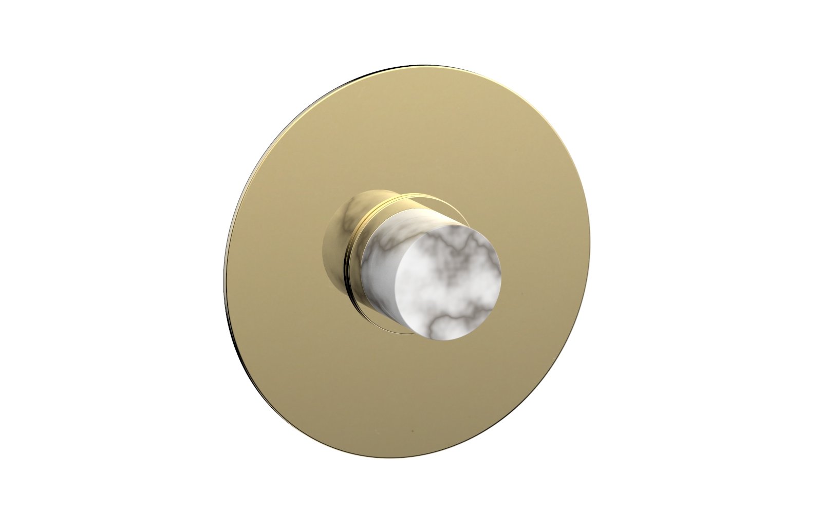 Phylrich BASIC II 3/4" Thermostatic Round Shower Trim Plate, White Marble Handle