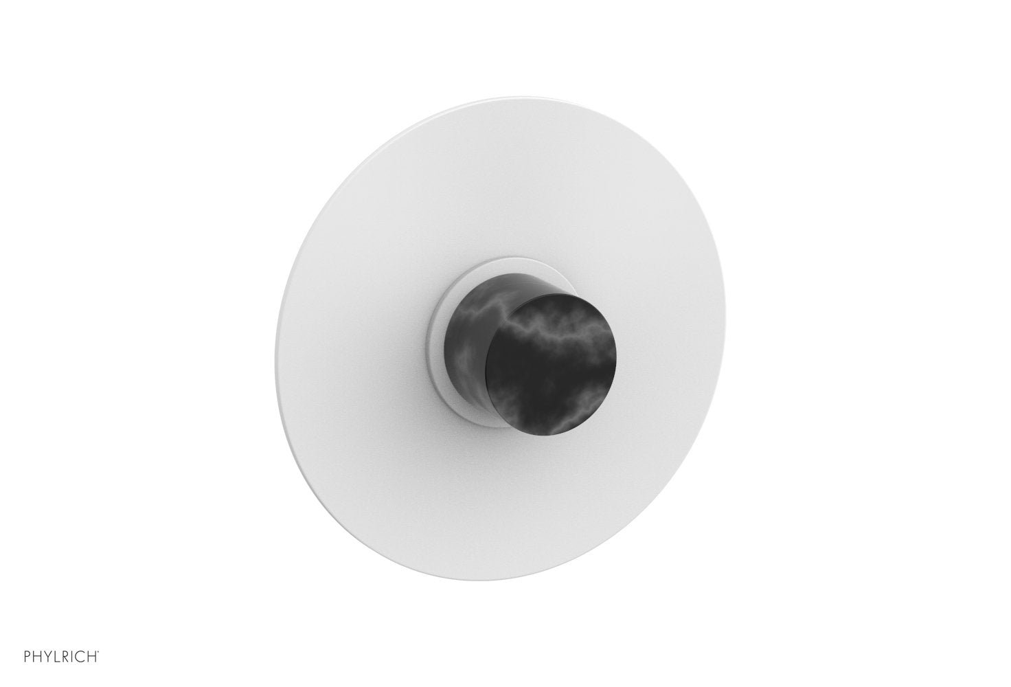 Phylrich BASIC II Pressure Balance Round Shower Plate & Handle Trim, Black Marble Handle