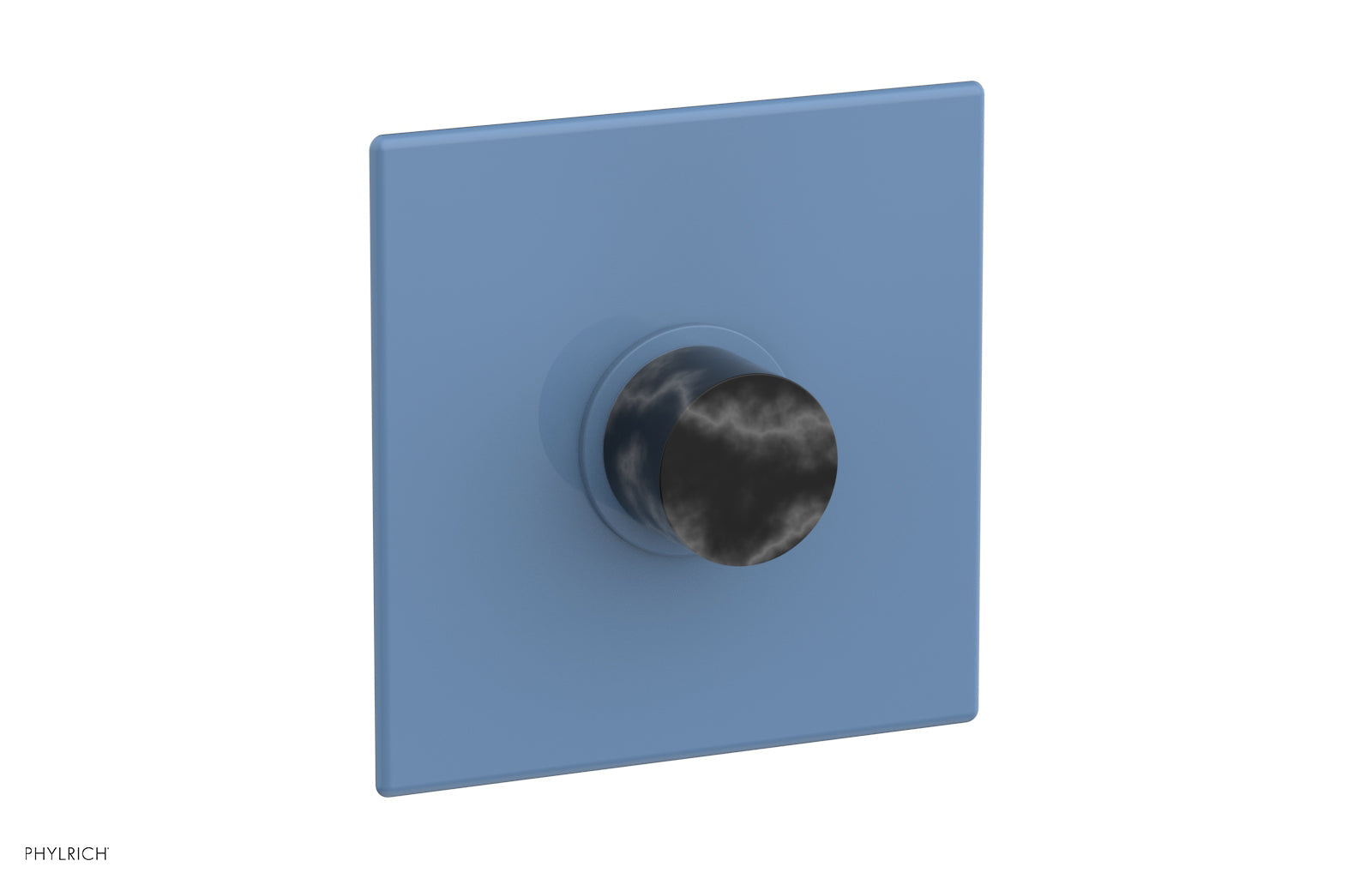 Phylrich BASIC II Pressure Balance Square Shower Plate & Black Marble Handle Trim
