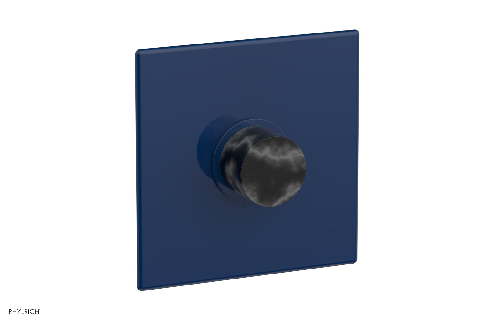 Phylrich BASIC II 1/2" Mini Thermostatic Square Shower Trim Black Marble Handle