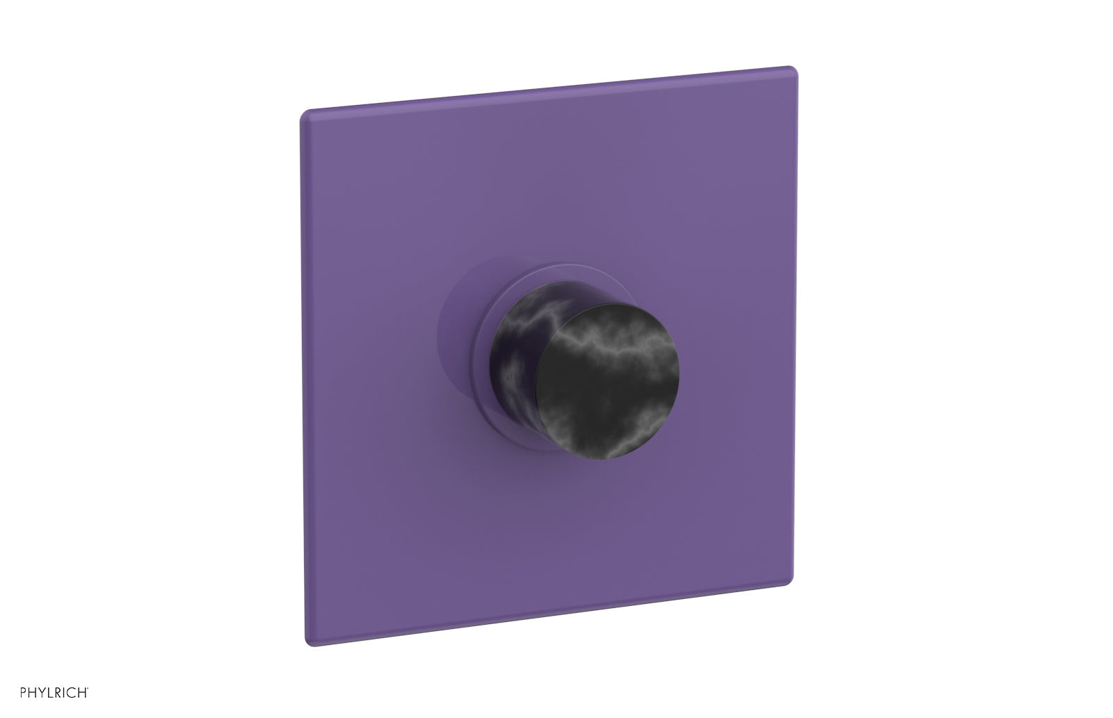 Phylrich BASIC II 1/2" Mini Thermostatic Square Shower Trim Black Marble Handle