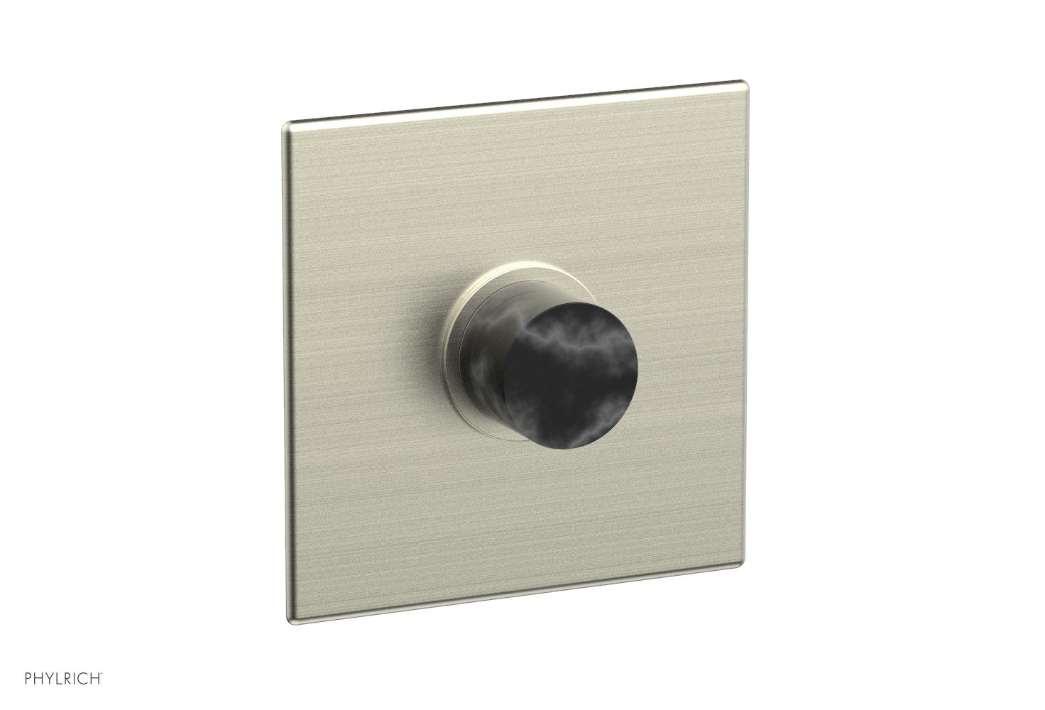 Phylrich BASIC II Pressure Balance Square Shower Plate & Black Marble Handle Trim