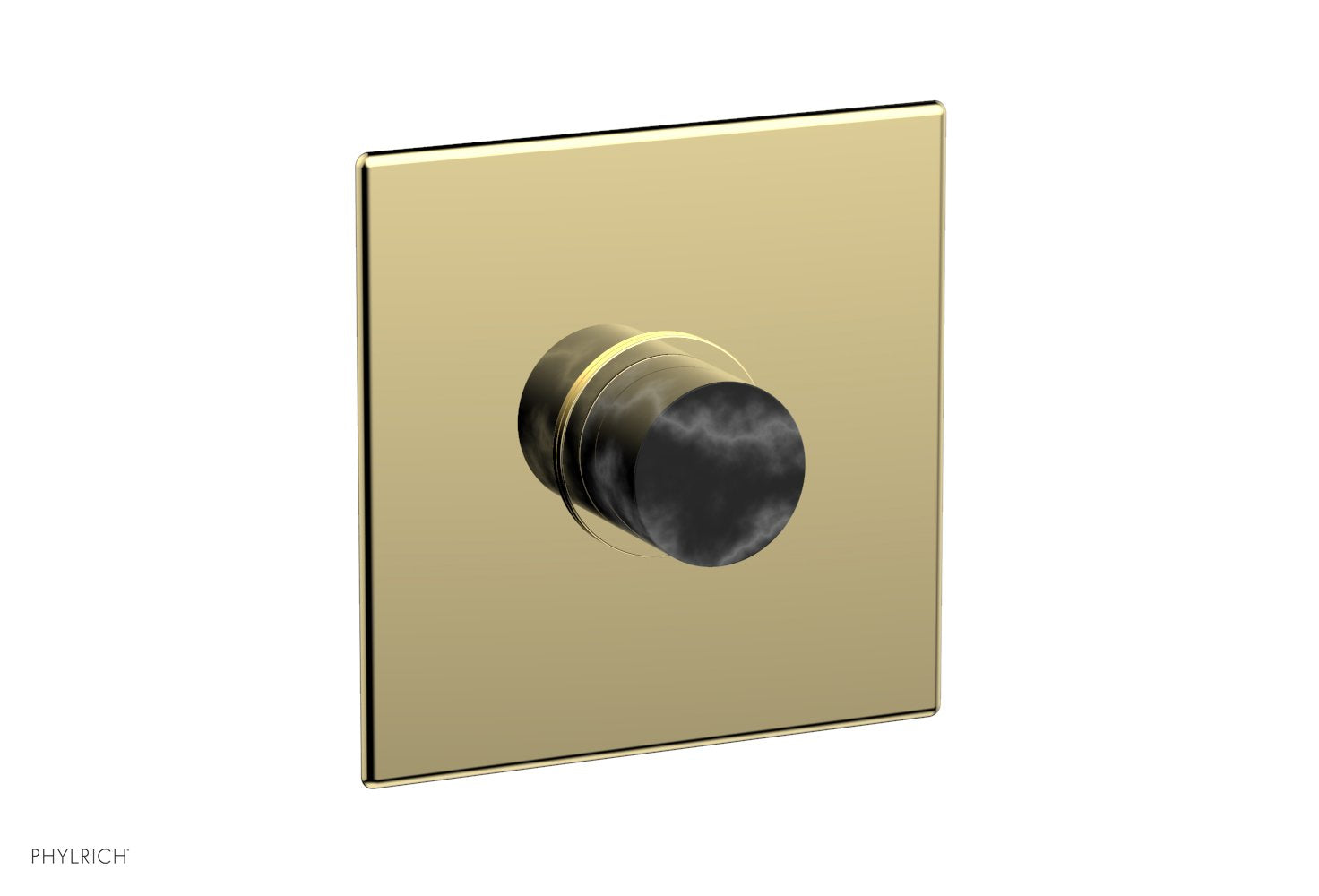 Phylrich BASIC II Pressure Balance Square Shower Plate & Black Marble Handle Trim