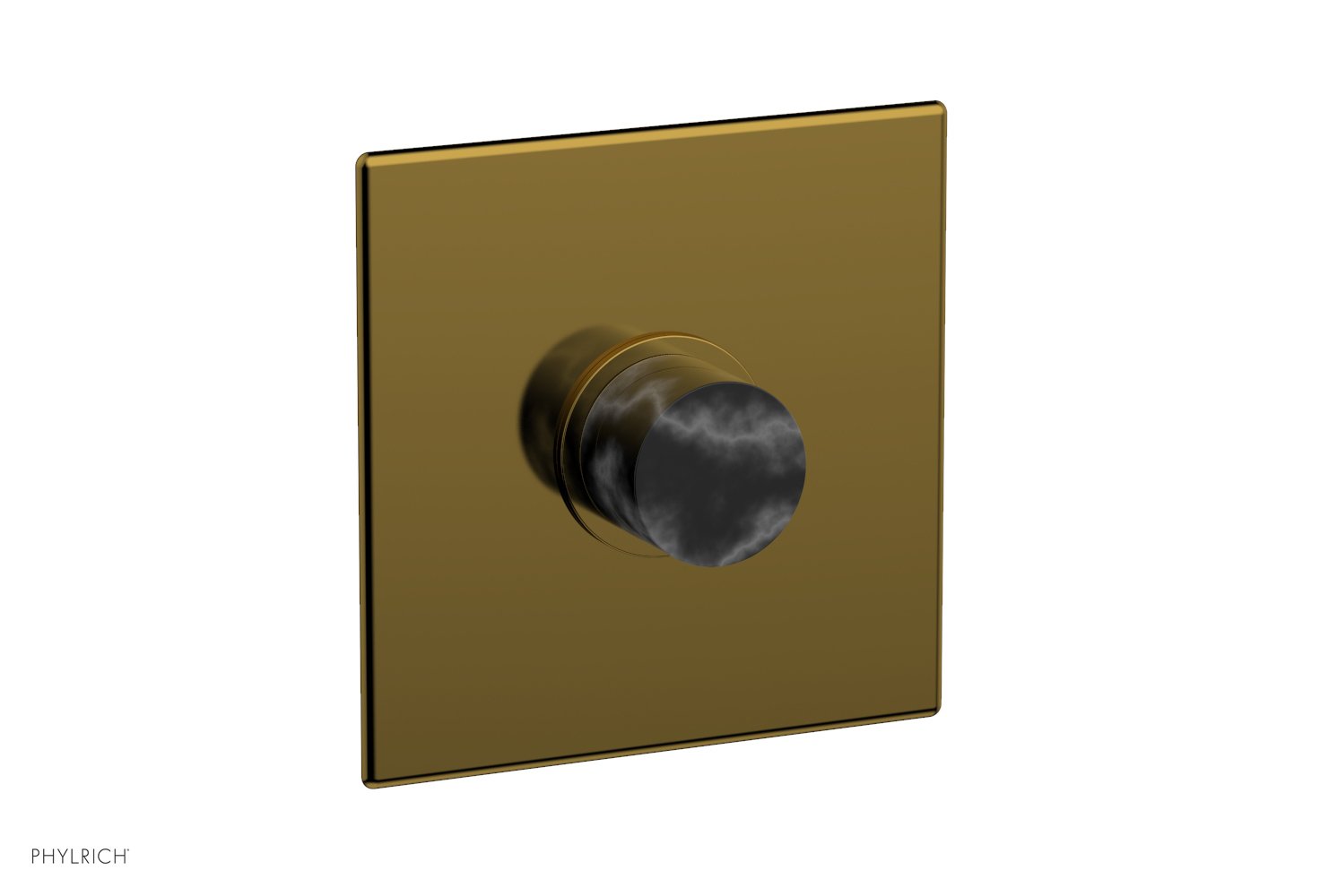 Phylrich BASIC II Pressure Balance Square Shower Plate & Black Marble Handle Trim