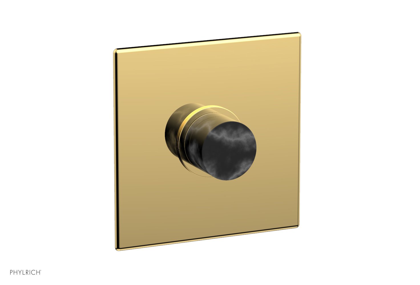Phylrich BASIC II Pressure Balance Square Shower Plate & Black Marble Handle Trim
