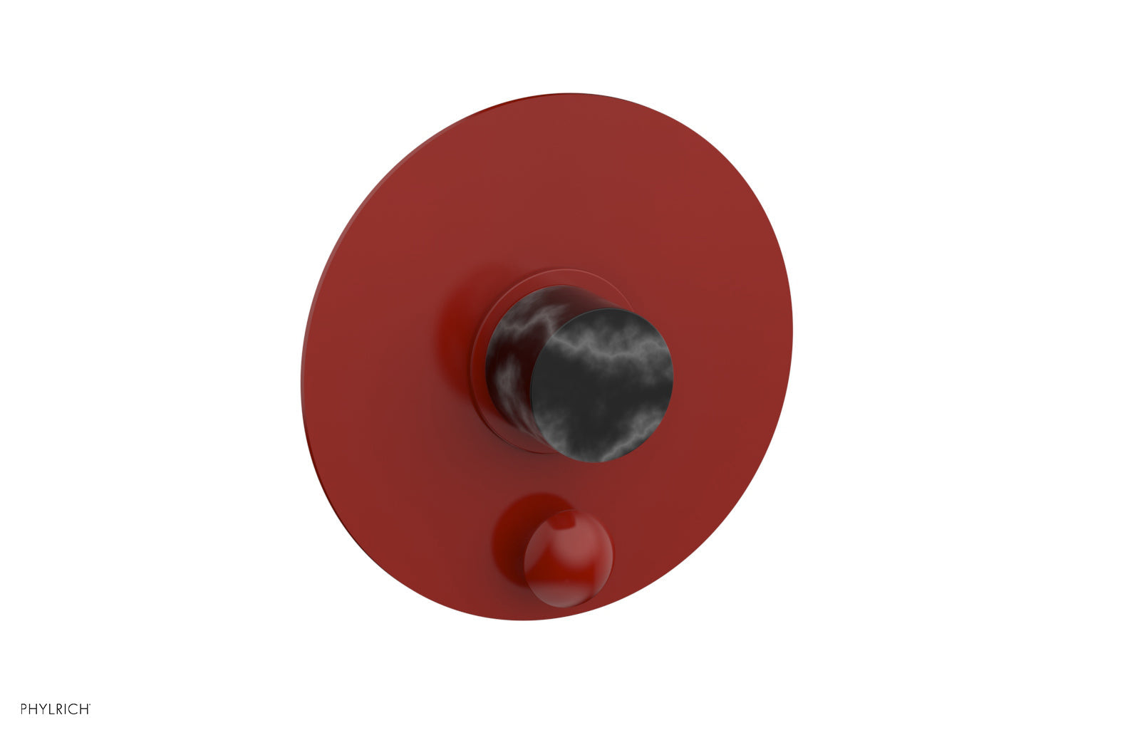 Phylrich BASIC II Pressure Balance Shower Plate with Diverter and Handle Trim Set - Black Marble