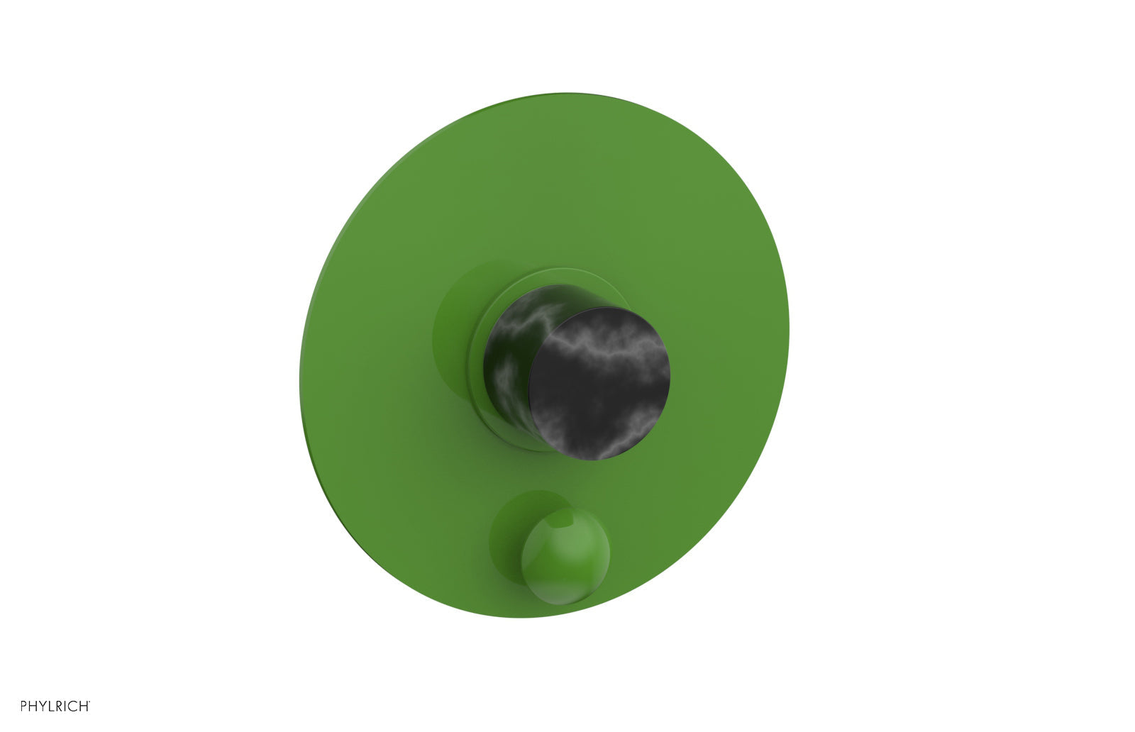 Phylrich BASIC II Pressure Balance Shower Plate with Diverter and Handle Trim Set - Black Marble