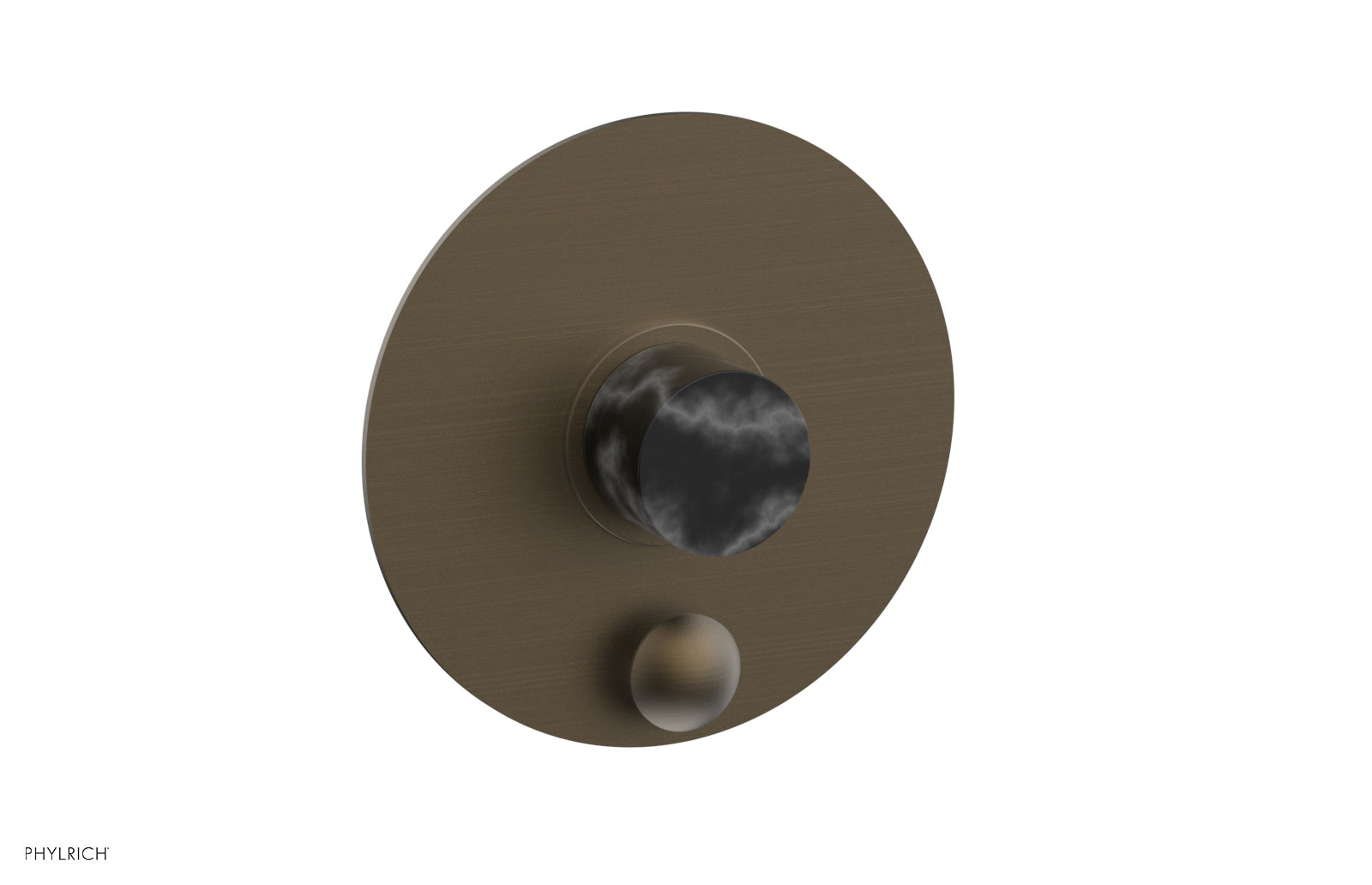 Phylrich BASIC II Pressure Balance Shower Plate with Diverter and Handle Trim Set - Black Marble