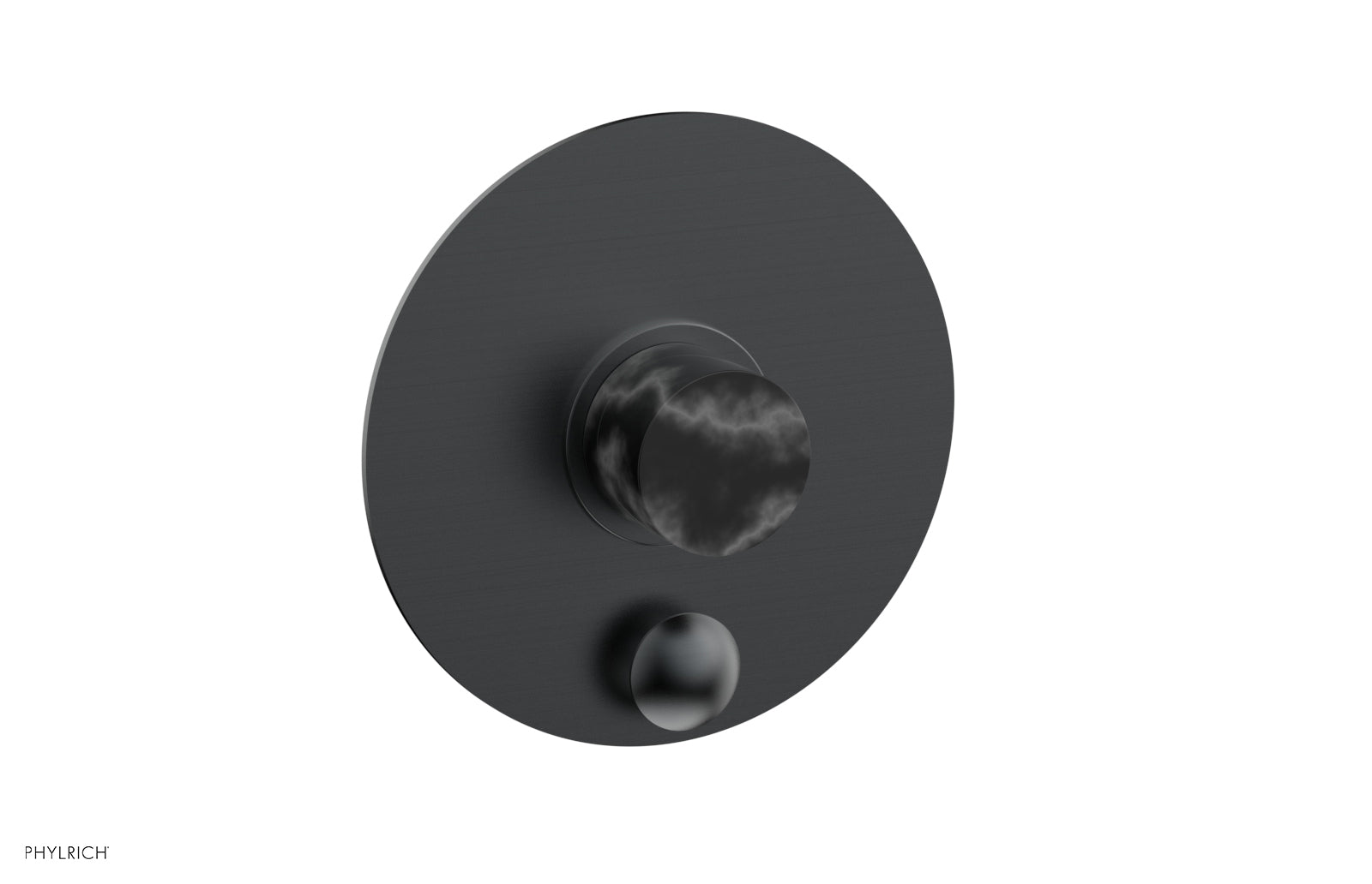 Phylrich BASIC II Pressure Balance Shower Plate with Diverter and Handle Trim Set - Black Marble