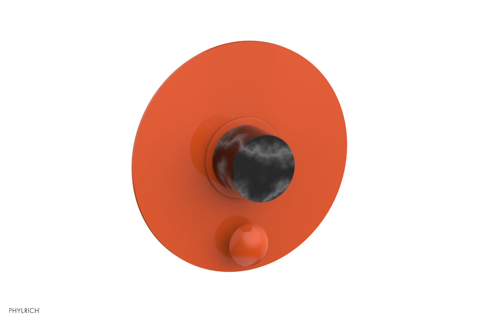 Phylrich BASIC II Pressure Balance Shower Plate with Diverter and Handle Trim Set - Black Marble