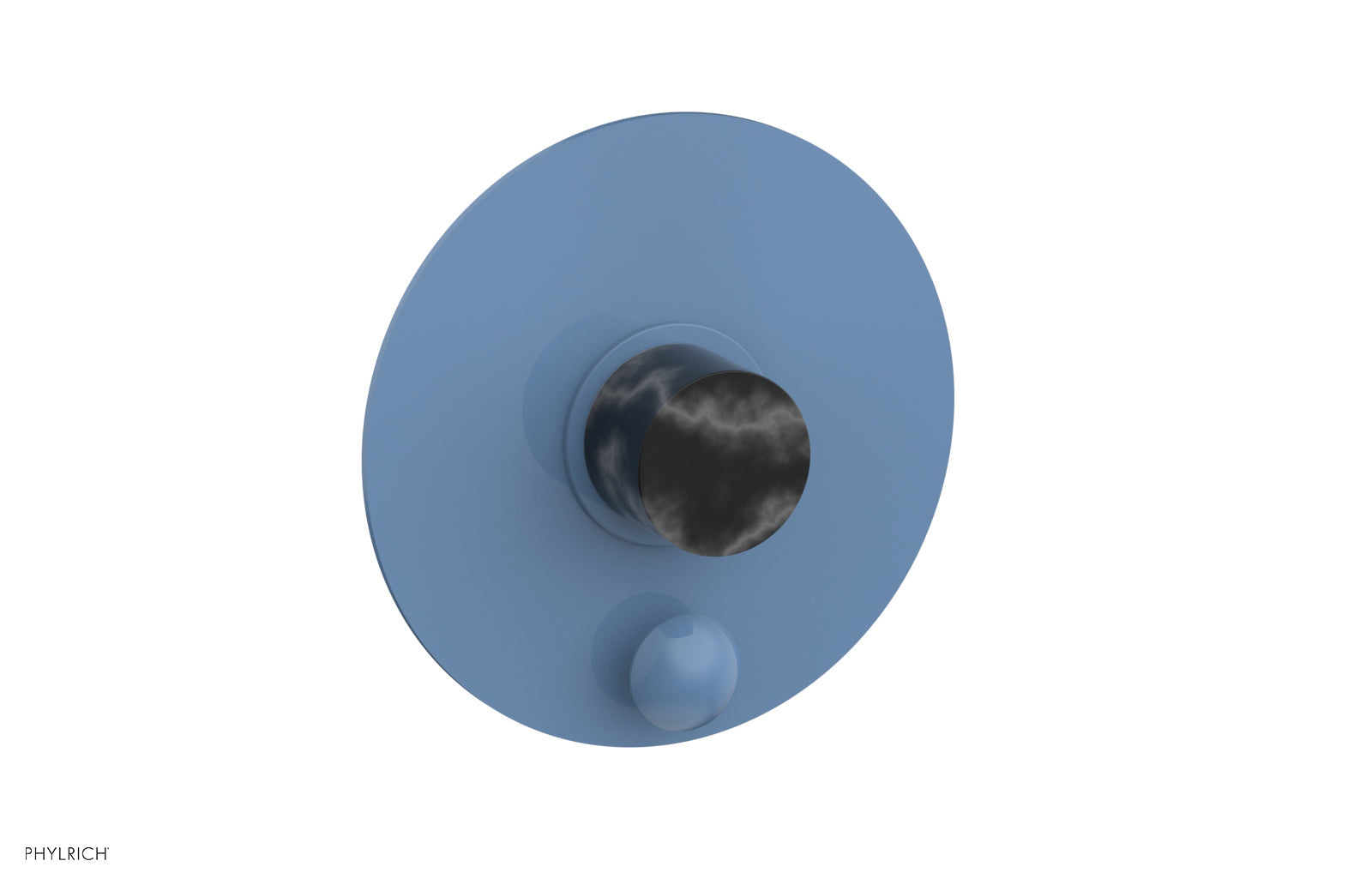 Phylrich BASIC II Pressure Balance Shower Plate with Diverter and Handle Trim Set - Black Marble
