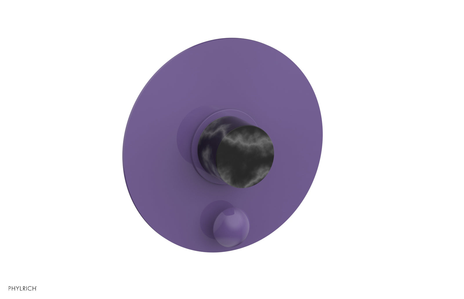 Phylrich BASIC II Pressure Balance Shower Plate with Diverter and Handle Trim Set - Black Marble