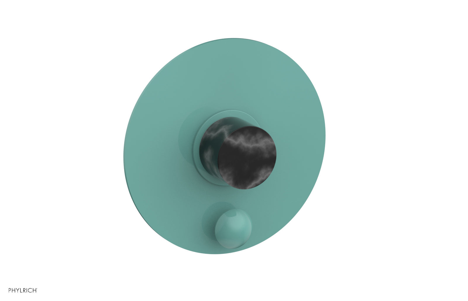 Phylrich BASIC II Pressure Balance Shower Plate with Diverter and Handle Trim Set - Black Marble