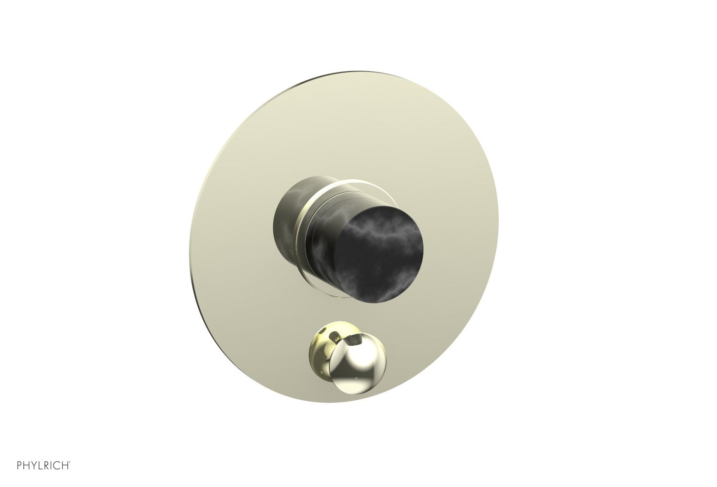Phylrich BASIC II Pressure Balance Shower Plate with Diverter and Handle Trim Set - Black Marble