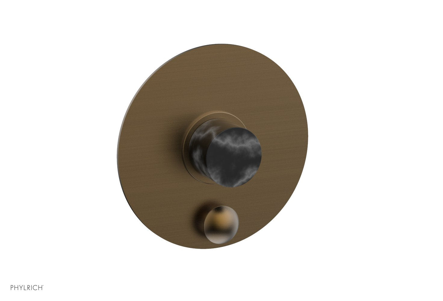 Phylrich BASIC II Pressure Balance Shower Plate with Diverter and Handle Trim Set - Black Marble