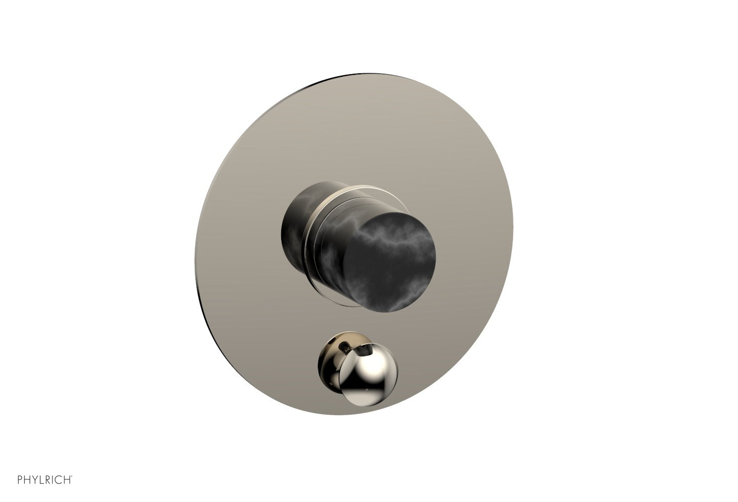 Phylrich BASIC II Pressure Balance Shower Plate with Diverter and Handle Trim Set - Black Marble