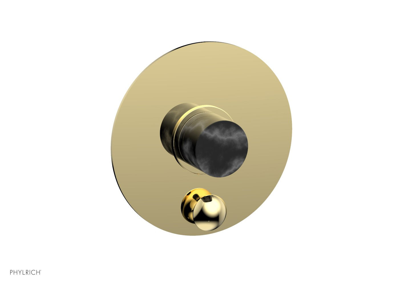 Phylrich BASIC II Pressure Balance Shower Plate with Diverter and Handle Trim Set - Black Marble
