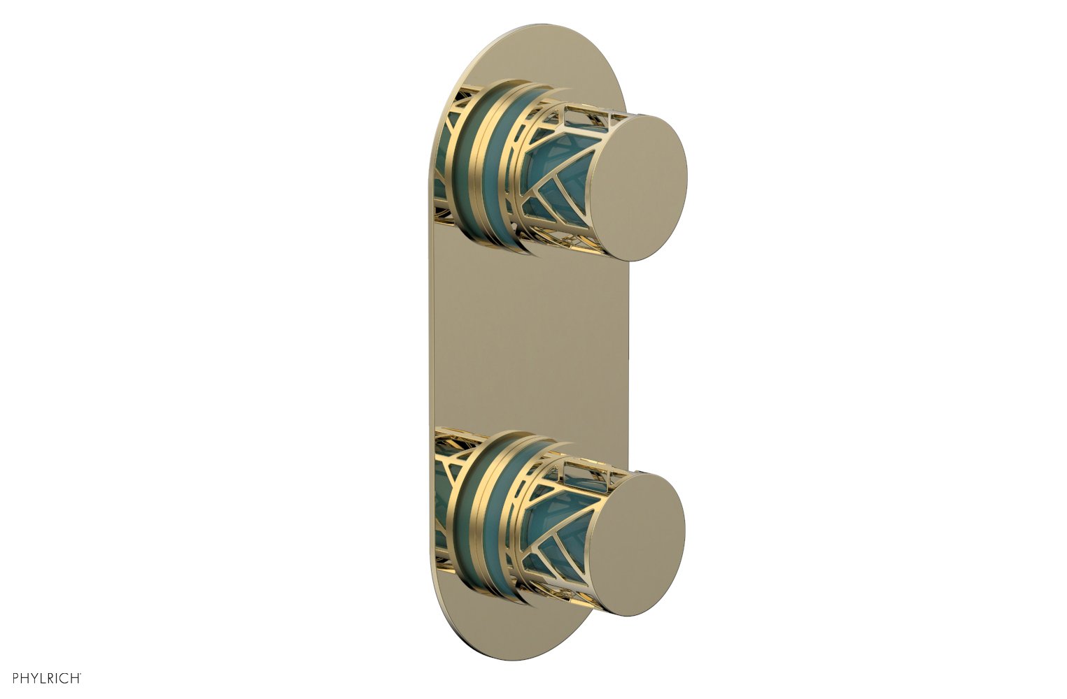 Phylrich JOLIE Thermostatic Valve with Volume Control or Diverter with "Turquoise" Accents