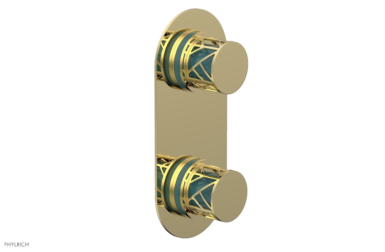 Phylrich JOLIE Thermostatic Valve with Volume Control or Diverter with "Turquoise" Accents