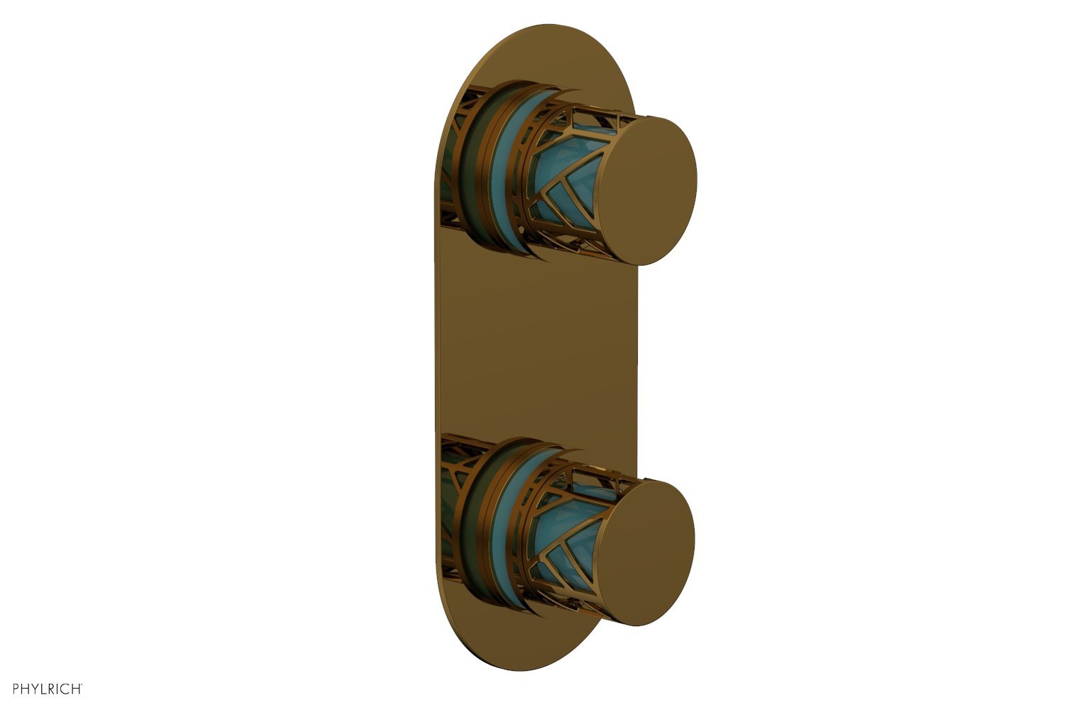 Phylrich JOLIE Thermostatic Valve with Volume Control or Diverter with "Turquoise" Accents