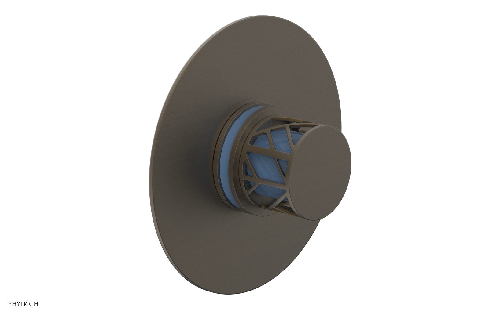 Phylrich JOLIE Thermostatic Shower Trim, Round Handle with "Light Blue" Accents