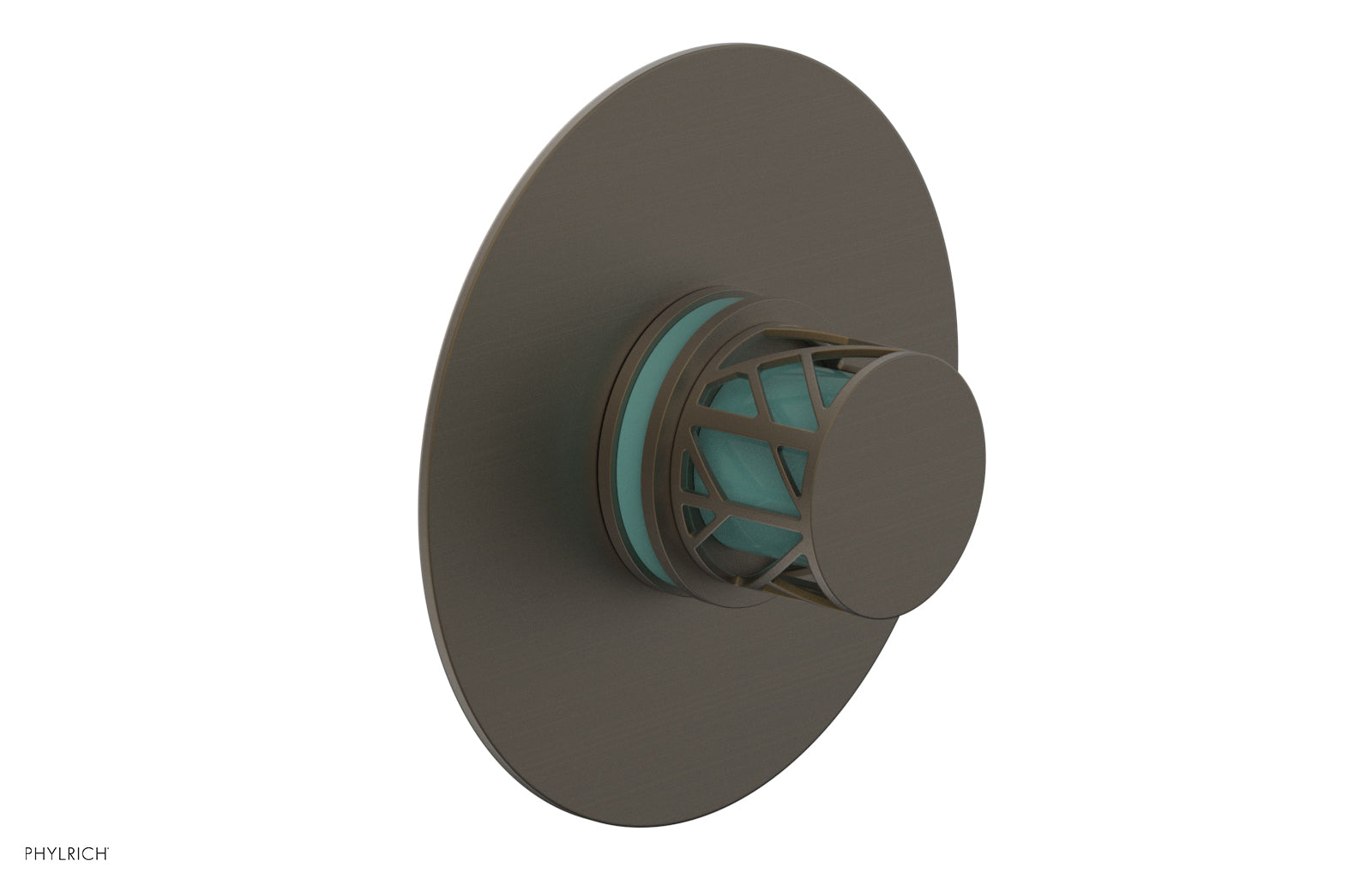 Phylrich JOLIE Pressure Balance Shower Plate & Handle Trim, Round Handle with "Turquoise" Accents