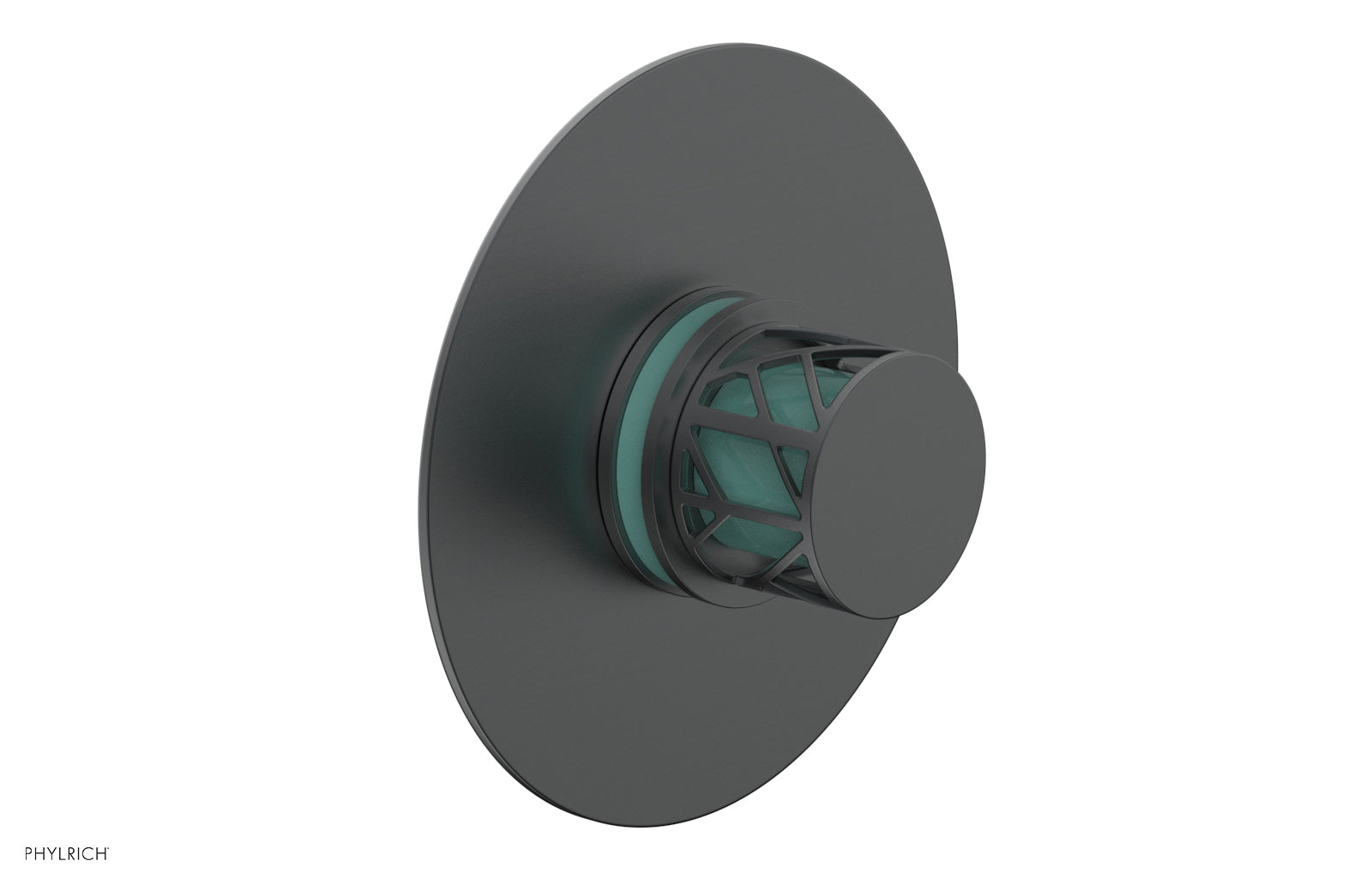 Phylrich JOLIE Pressure Balance Shower Plate & Handle Trim, Round Handle with "Turquoise" Accents